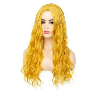 Yellow Wavy Middle Part Wig